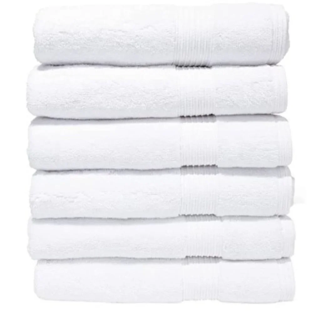 6 pk - Luxury HAND TOWELS - 100% Combed Cotton (White)